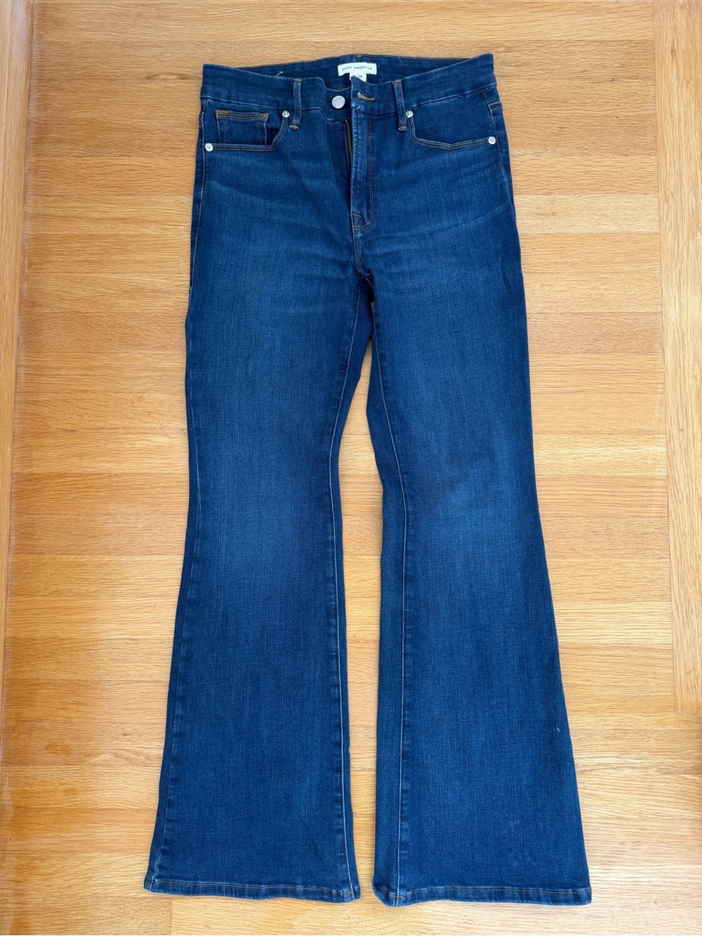 Good American Deep Indigo Flare Jeans